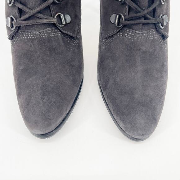 Manolo Blahnik Y2K Oklamod Dark Taupe Suede Fur Trim Lace Up Ankle Boots IT 38 - Picture 6 of 11